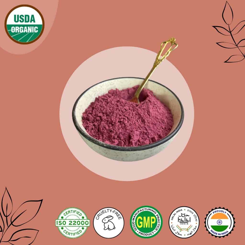 mi nature USDA CERTIFIED ORGANIC Hibiscus Powder(SABDARIFFA)/100% Pure, Natural and Organic For Hair,Skin and Health/(227g/(1/2 lb)/8 ounces) - resealable ziplock pouch