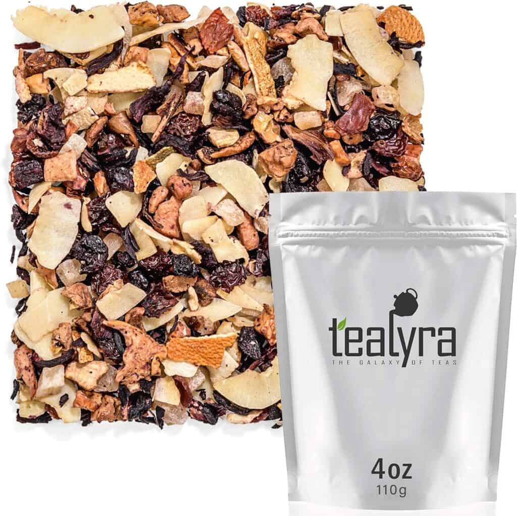 Tealyra - Crushed Cherry Colada - Pineapple - Hibiscus - Coconut - Fruity Herbal Loose Tea - Caffeine Free - Hot or Iced - 112g (4-ounce)